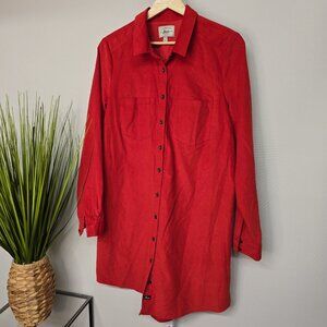 NWT G.H. Bass & Co. Red Corduroy Button-Up Shirt Dress - Medium‎